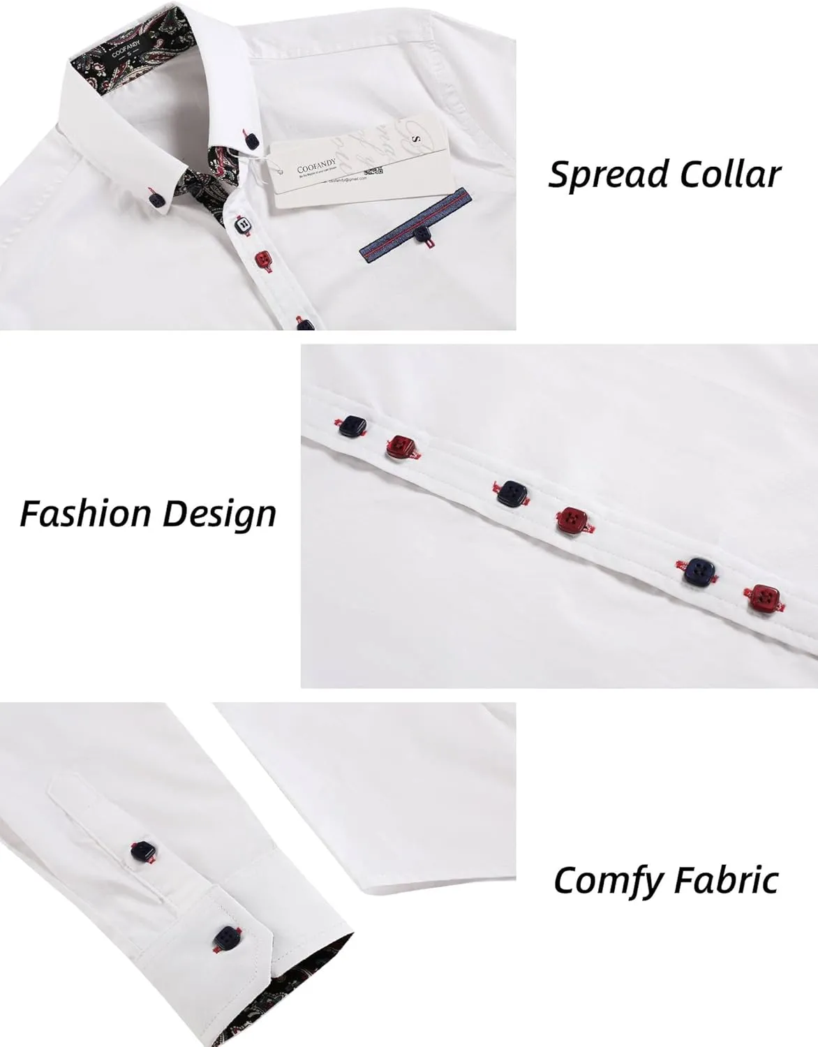 COOFANDY Mens Dress Shirt Long Sleeve Casual Button Down Paisley Shirts Party Wedding Dress Shirt