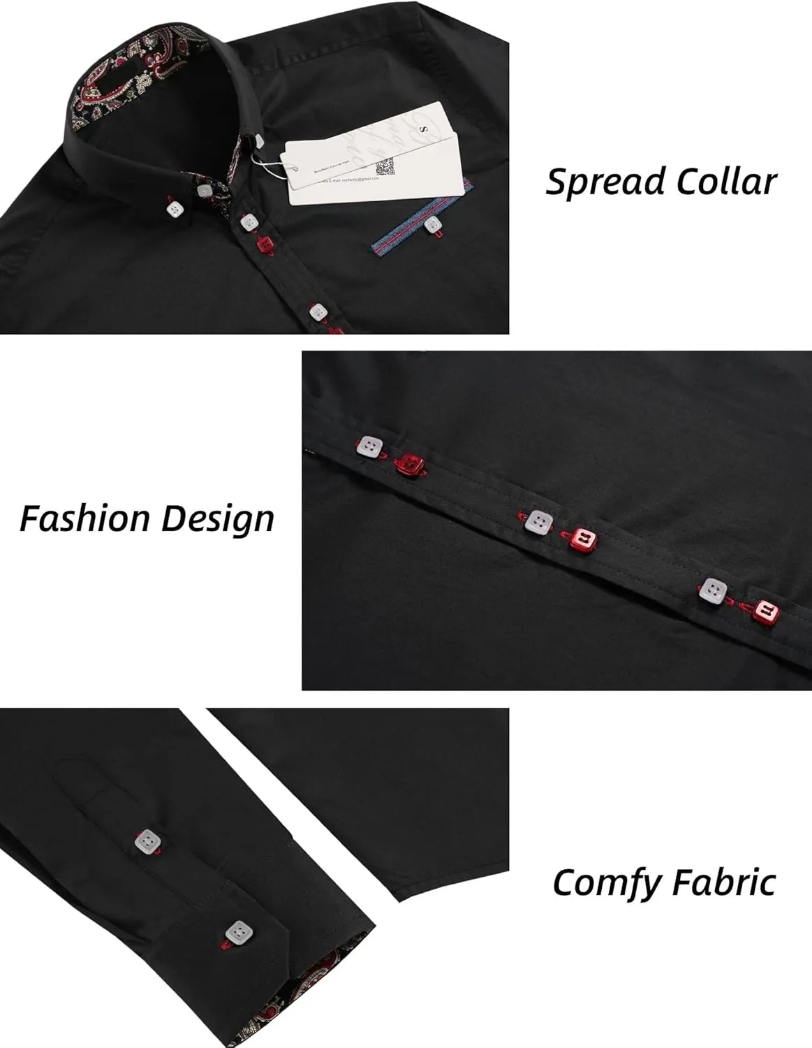 COOFANDY Mens Dress Shirt Long Sleeve Casual Button Down Paisley Shirts Party Wedding Dress Shirt