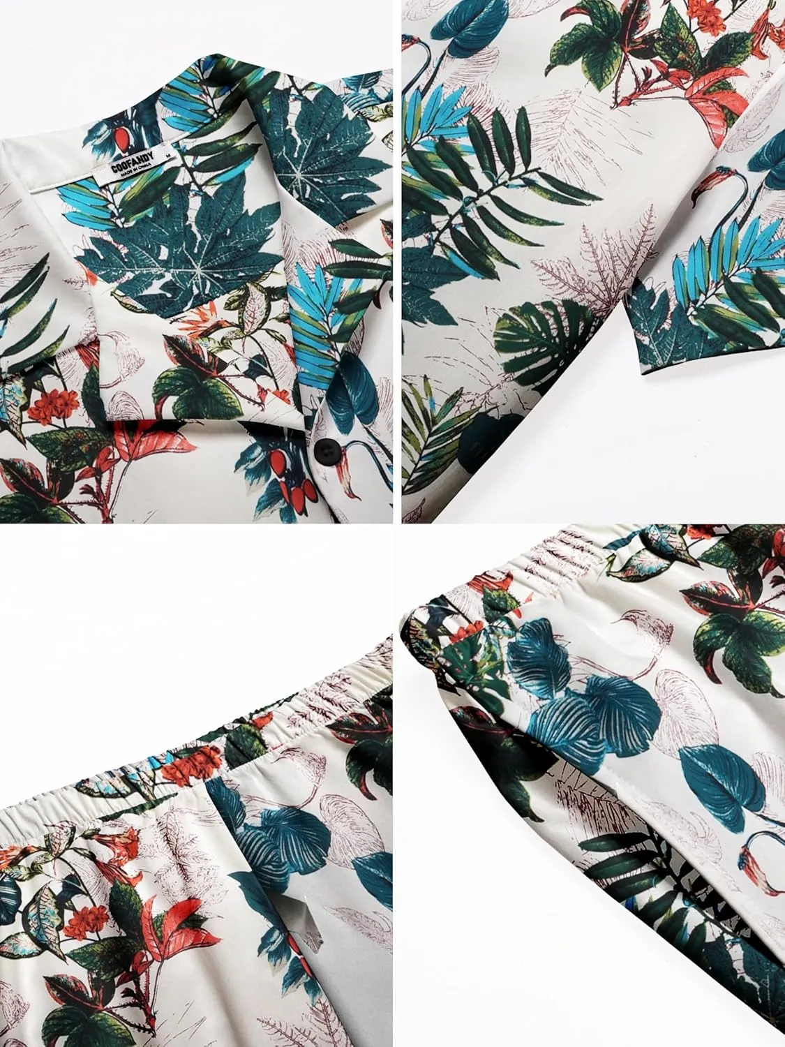 COOFANDY Men's Hawaiian Matching Shirt and Shorts Set Summer Beach 2 Piece Outfits Short Sleeve Cuban Shirts and Shorts