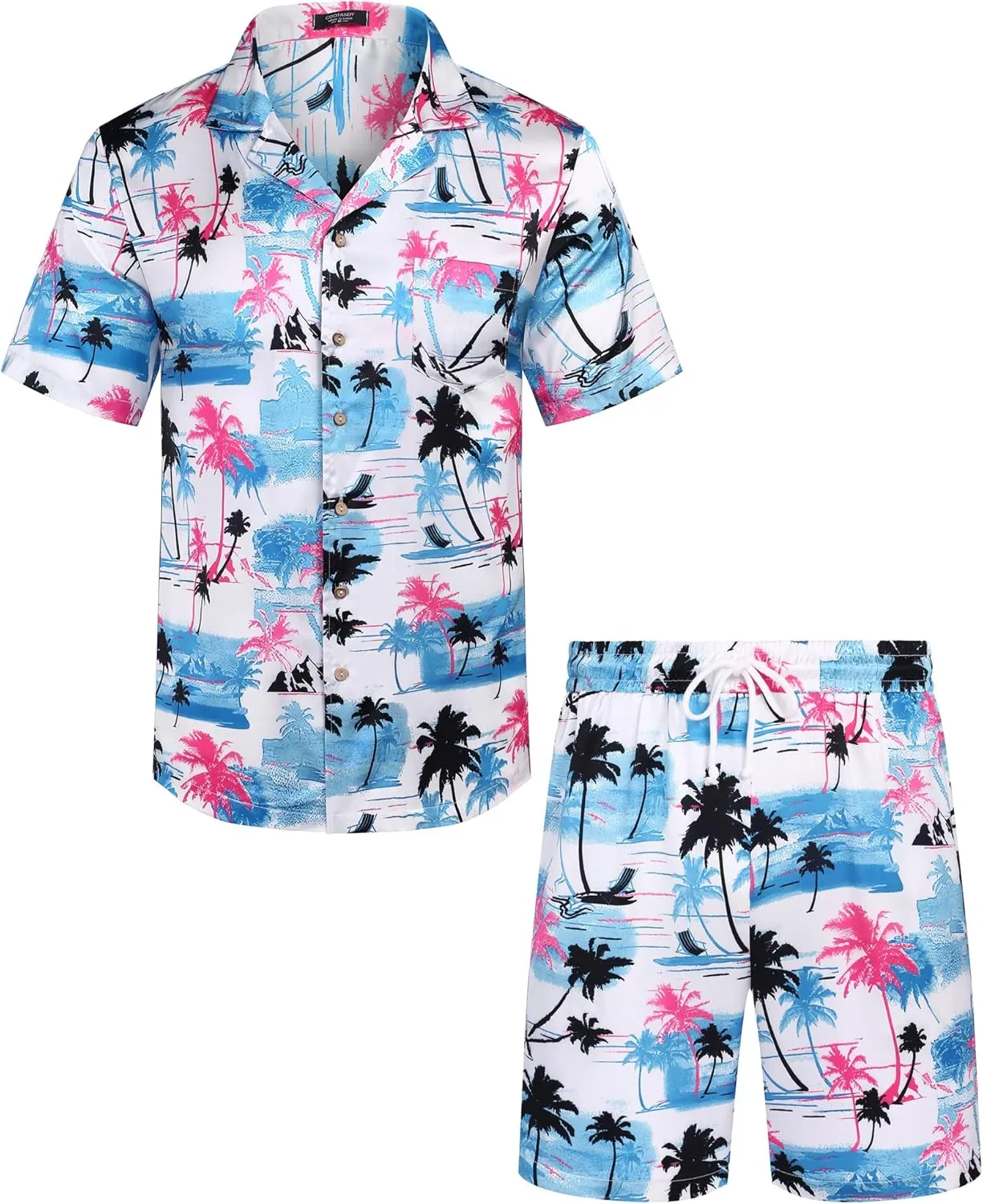 COOFANDY Mens Hawaiian Shirt and Shorts Set 2 Piece Vacation Outfits Floral Button Down Shirt