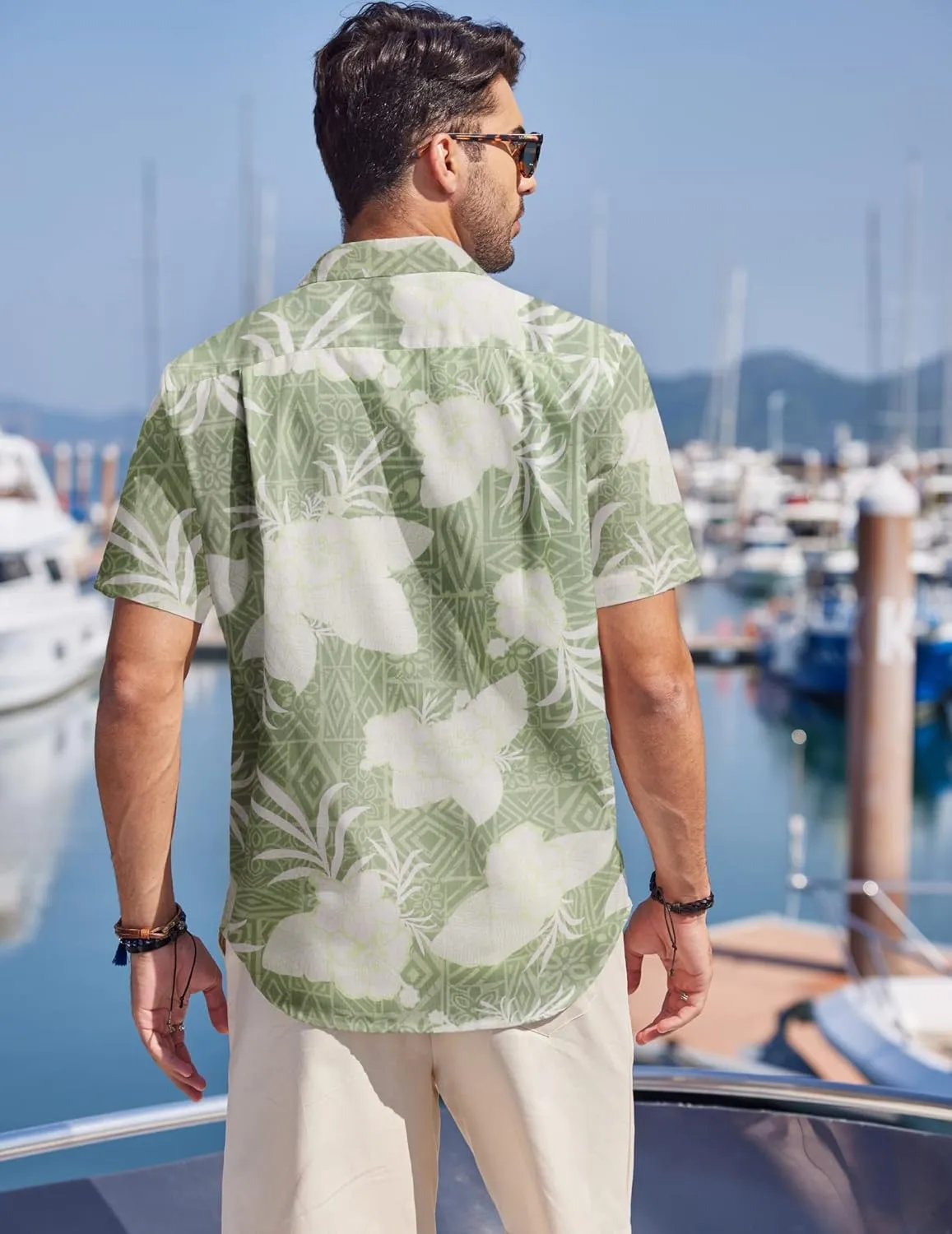 COOFANDY Men's Hawaiian Tropical Shirt Button Down Short Sleeve Vintage Floral Shirt