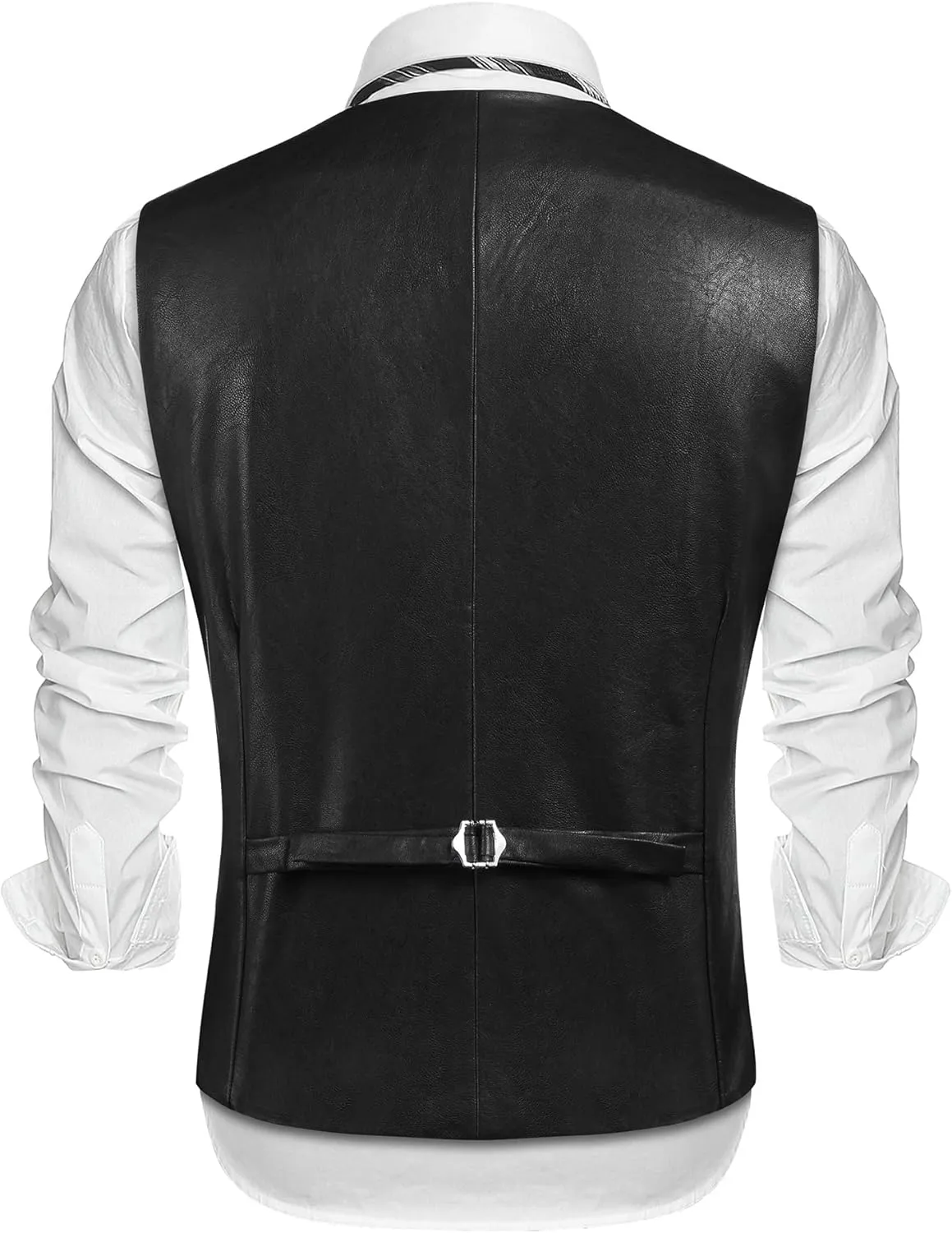 COOFANDY Men's Leather Suit Vest Casual Western Vest Jacket Lightweight V-Neck Dress Waistcoats