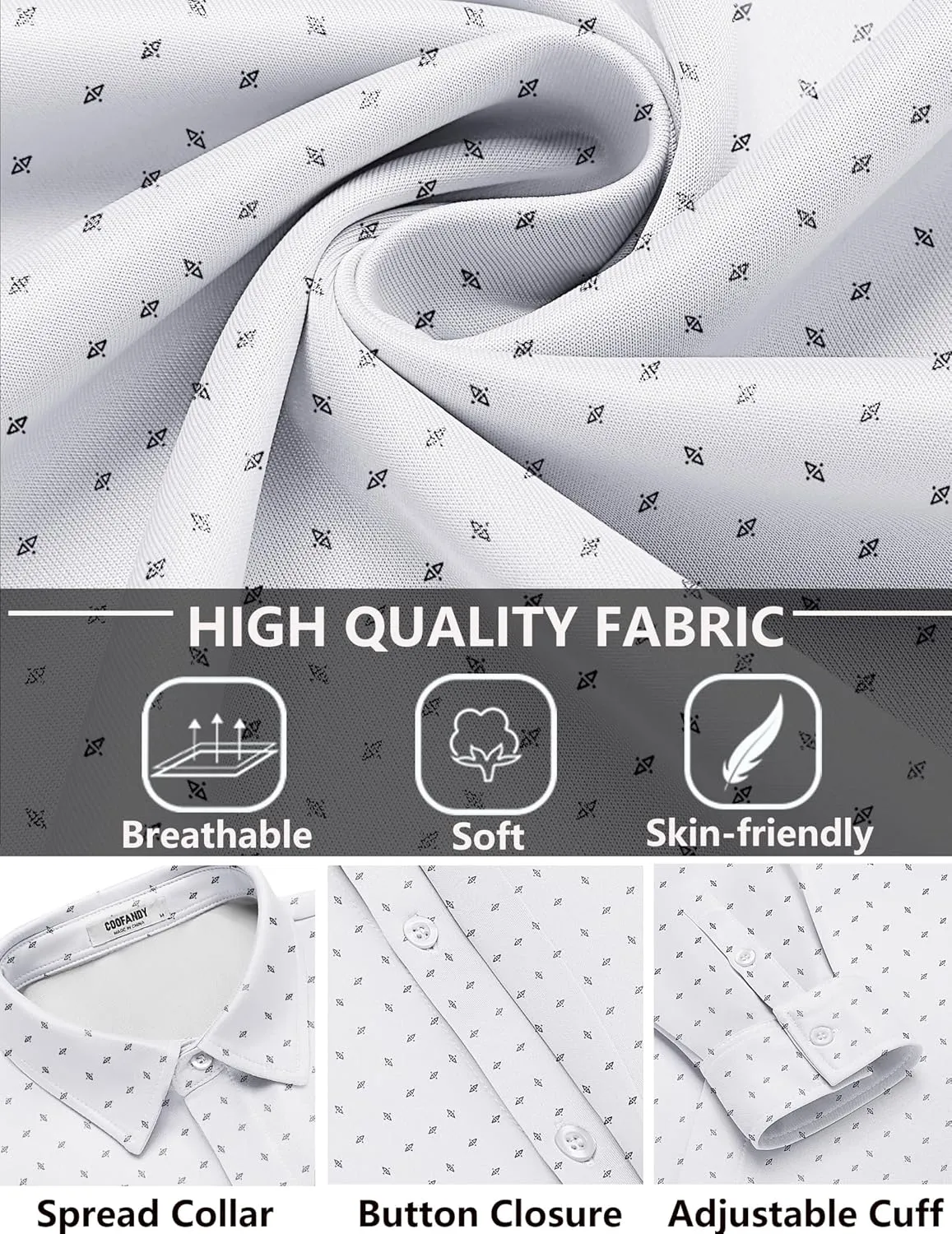 COOFANDY Mens Long Sleeve Wrinkle Free Shirts Casual Button Down Shirt Stretch Dress Shirt