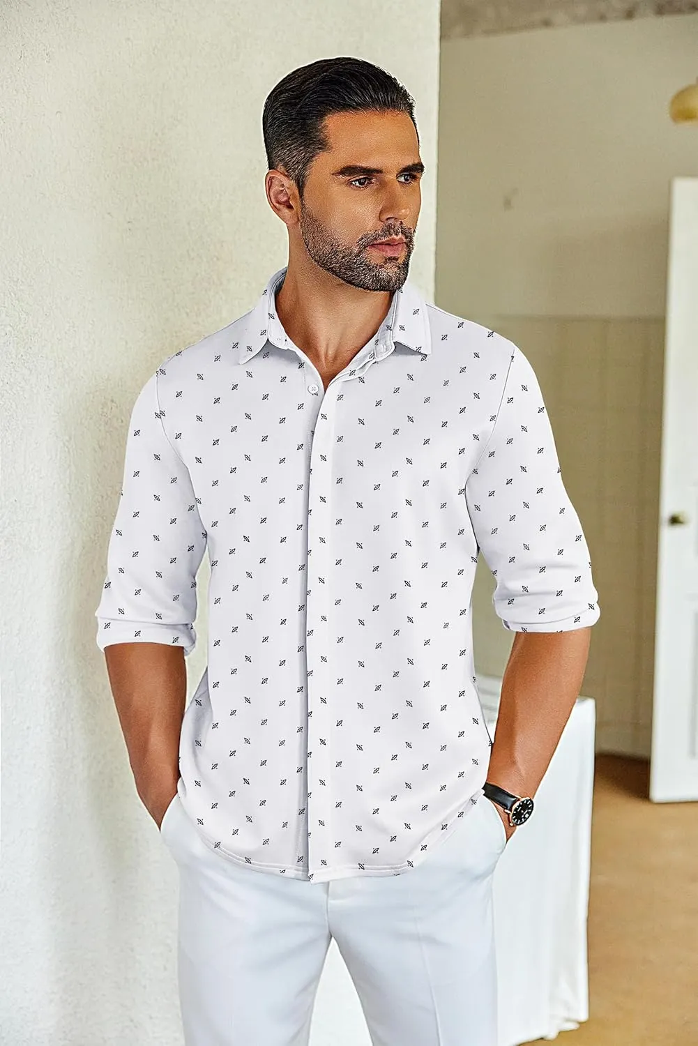 COOFANDY Mens Long Sleeve Wrinkle Free Shirts Casual Button Down Shirt Stretch Dress Shirt