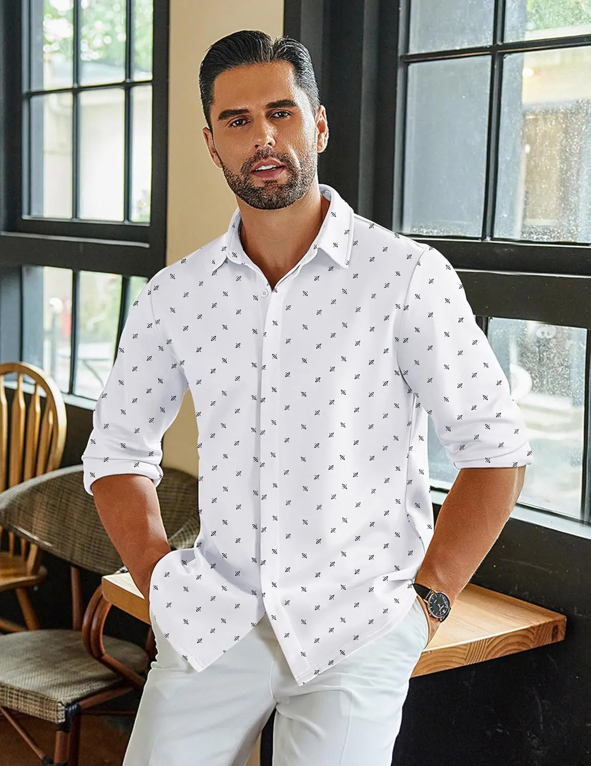 COOFANDY Mens Long Sleeve Wrinkle Free Shirts Casual Button Down Shirt Stretch Dress Shirt