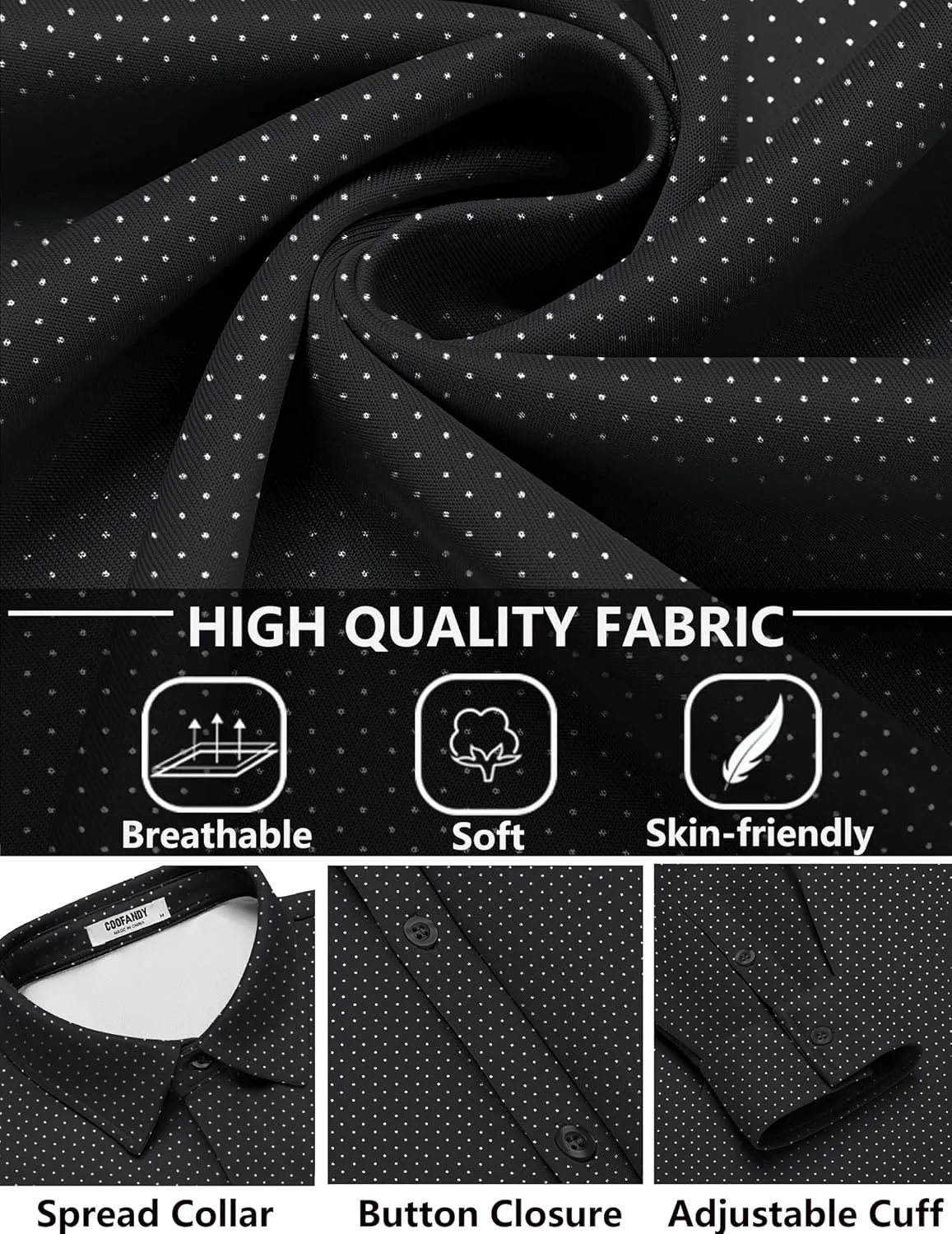 COOFANDY Mens Long Sleeve Wrinkle Free Shirts Casual Button Down Shirt Stretch Dress Shirt
