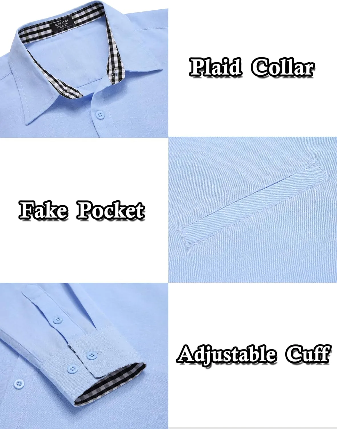 COOFANDY Men's Oxford Dress Shirts Long Sleeve Button Down Shirt Business Casual Shirt