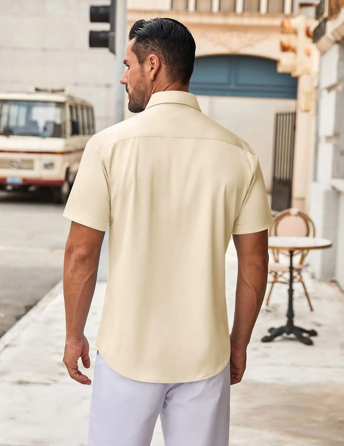 COOFANDY Mens Short Sleeve Button Down Shirt Wrinkle Free Dress Shirts Casual Summer Untucked Shirt