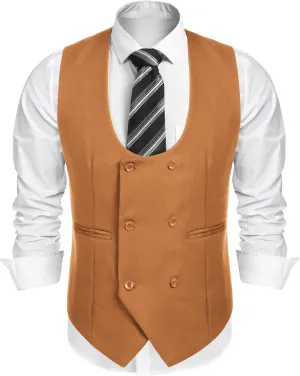 COOFANDY Men's Suit Vest Slim Fit Double Breasted Dress Vest Casual Business Formal Waistcoat