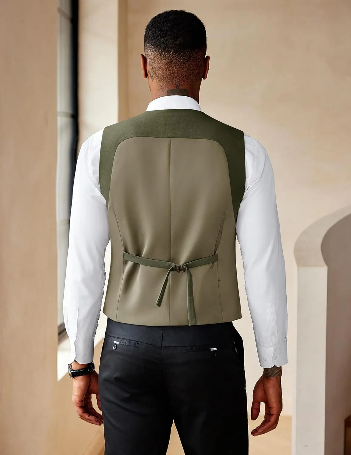 COOFANDY Men's Suit Vest Slim Fit Double Breasted Dress Vest Casual Business Formal Waistcoat