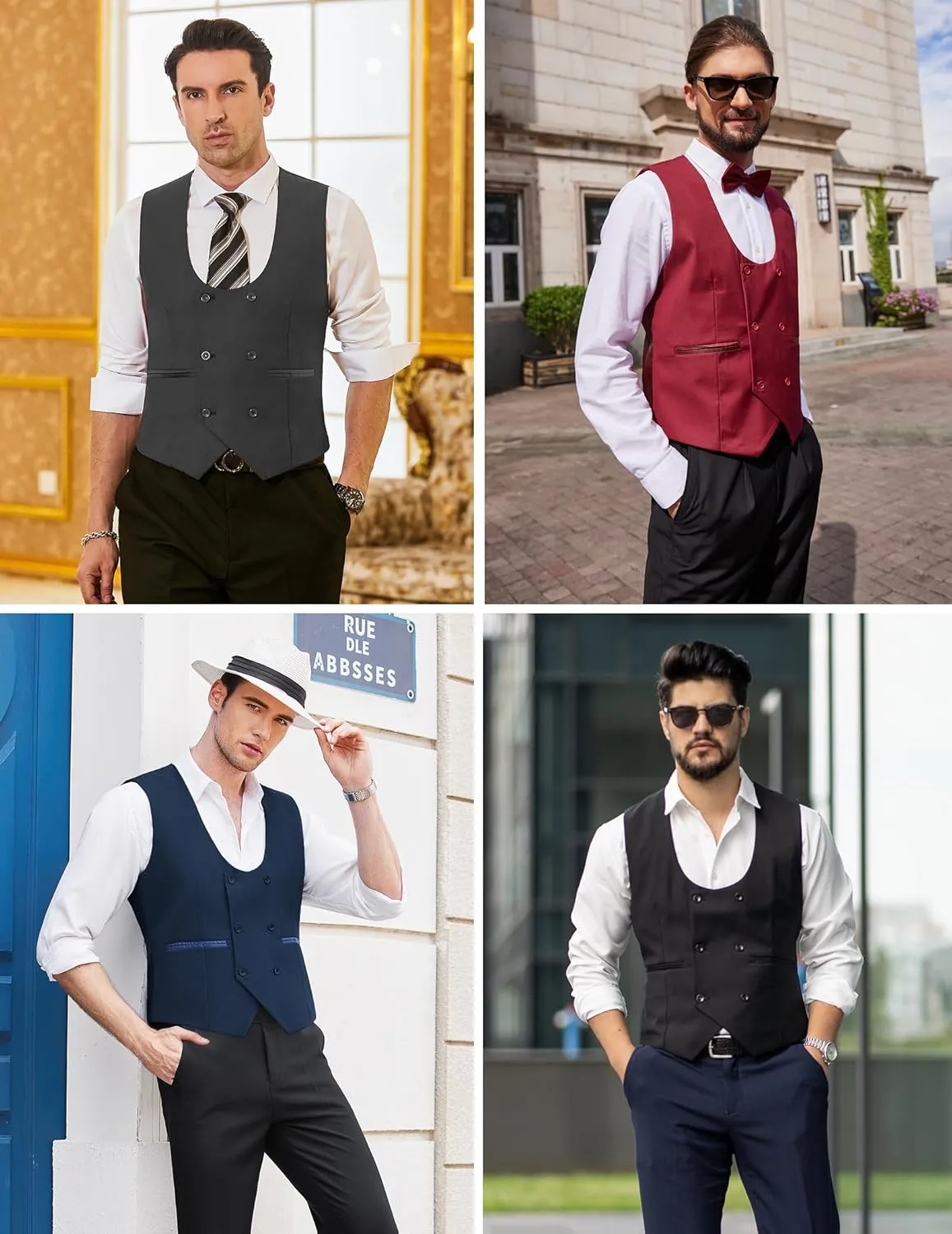 COOFANDY Men's Suit Vest Slim Fit Double Breasted Dress Vest Casual Business Formal Waistcoat