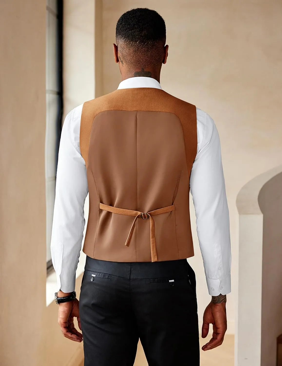COOFANDY Men's Suit Vest Slim Fit Double Breasted Dress Vest Casual Business Formal Waistcoat
