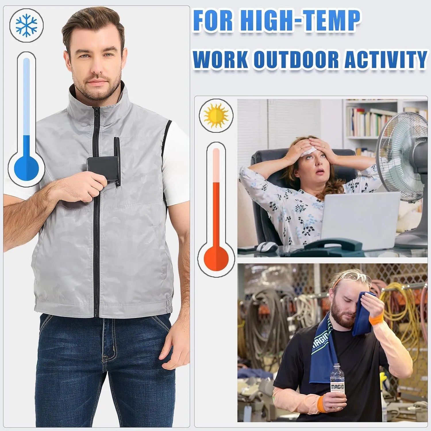 Cooling Vest for Women & Men Ice Vest for Hot Weather Outdoor Work, Waterproof Cooling Ice Vest with 24 Ice Packs