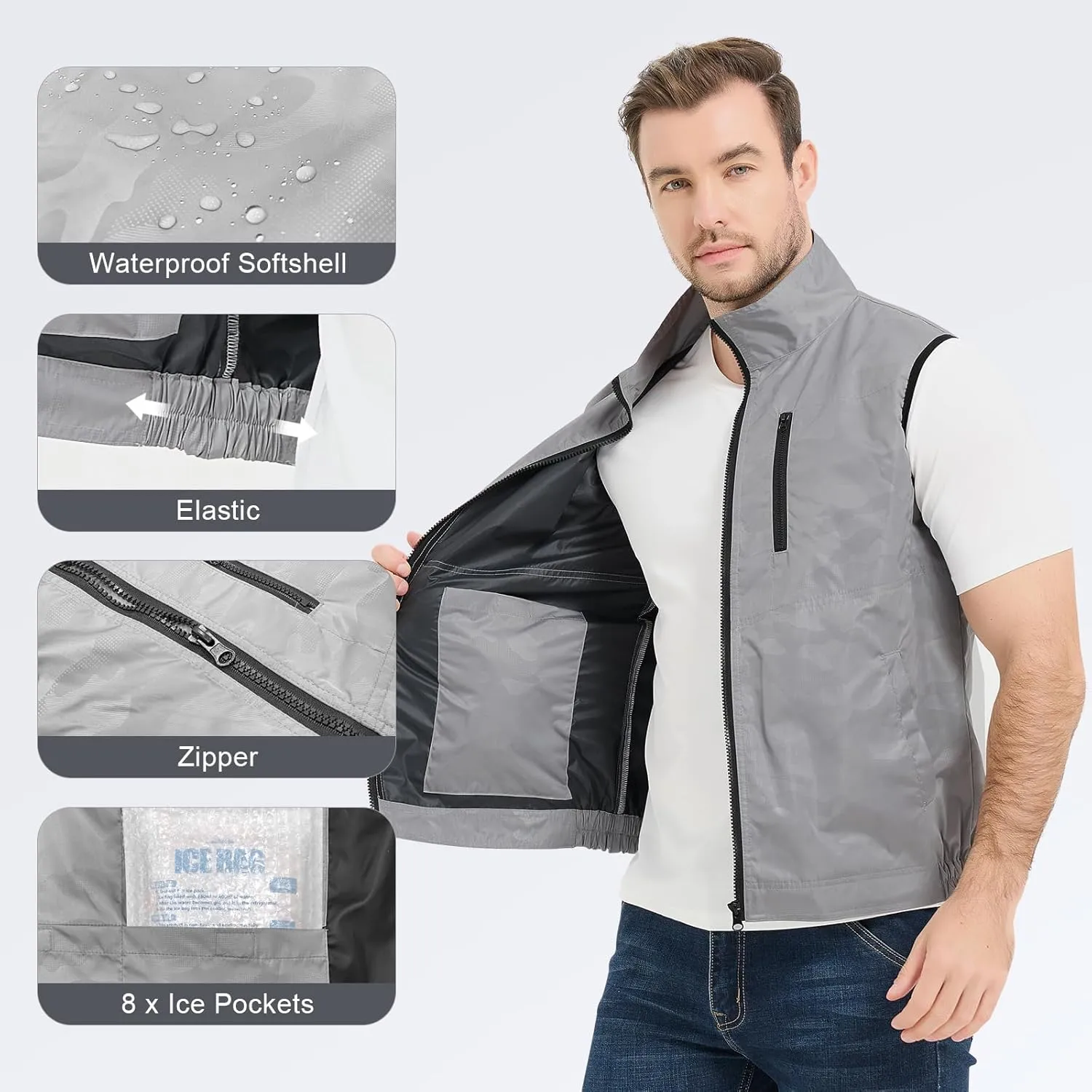 Cooling Vest for Women & Men Ice Vest for Hot Weather Outdoor Work, Waterproof Cooling Ice Vest with 24 Ice Packs