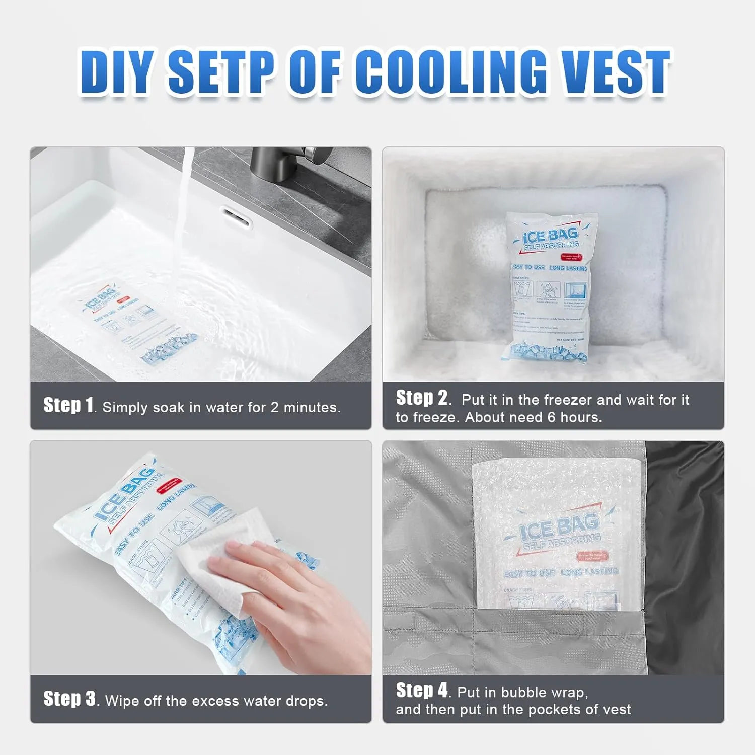 Cooling Vest for Women & Men Ice Vest for Hot Weather Outdoor Work, Waterproof Cooling Ice Vest with 24 Ice Packs