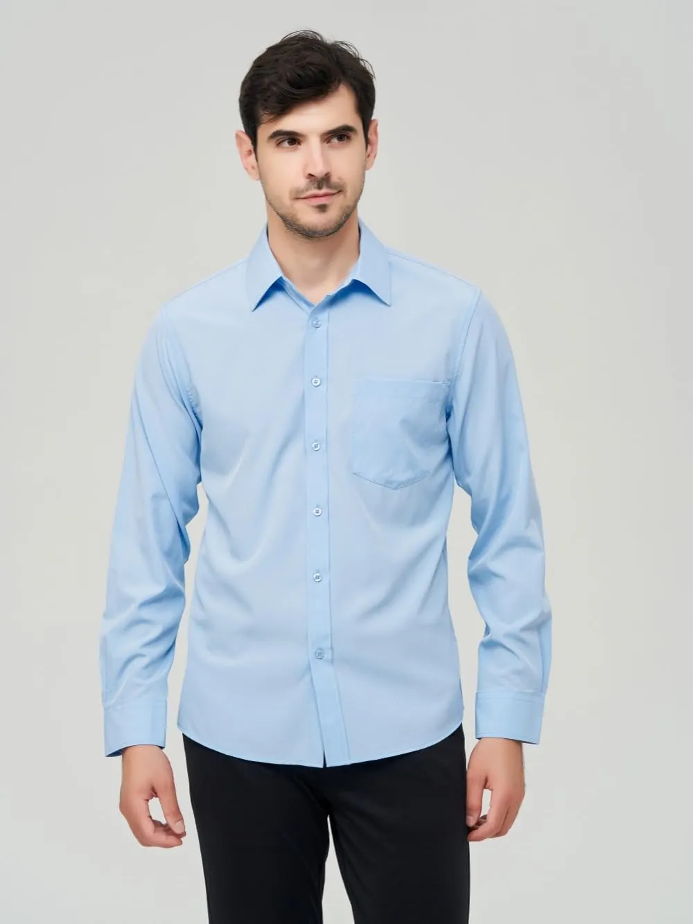 corfty Men Long Sleeve Dress Shirt - Regular Fit Stretch Free-Wrinkle Casual Button Down Shirt