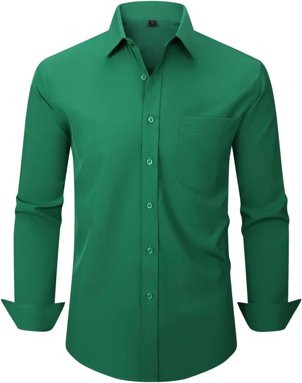 corfty Men Long Sleeve Dress Shirt - Regular Fit Stretch Free-Wrinkle Casual Button Down Shirt
