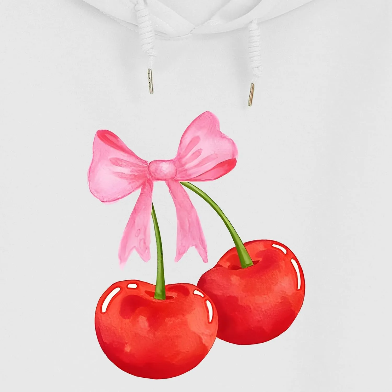 Cute Cherry Bow Graphic Cropped Hoodies for Teen Girls Kawaii Aesthetic Crop Hoodie Women Pullover Print Sweatshirt