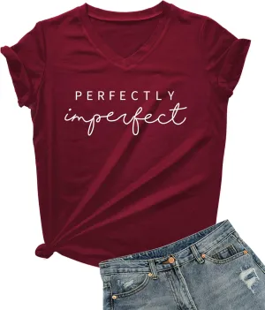 DANVOUY Womens V-Neck Letter Print T-Shirt Funny Graphic T Shirt Short Sleeve Tops