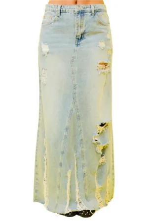Denim maxi skirt