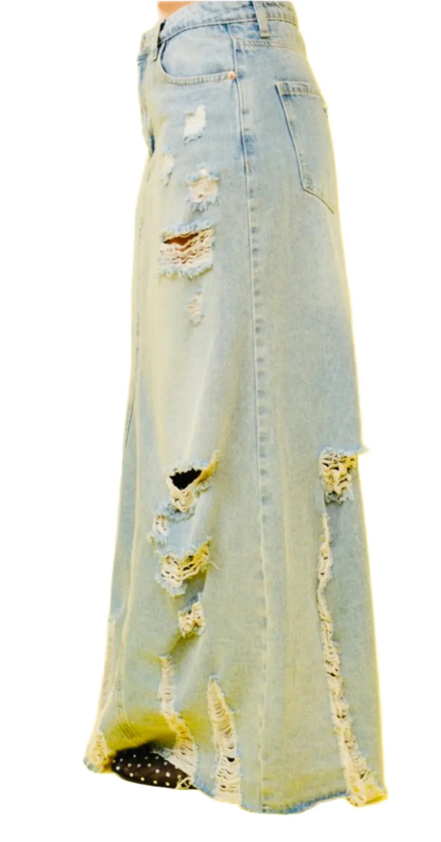 Denim maxi skirt