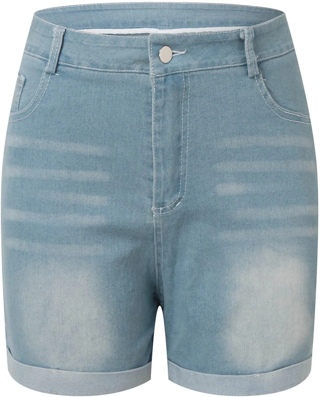 Denim Shorts Women High Waisted Stretchy Rolled Hem Jean Shorts Straight Leg Baggy Casual Y2K Jorts Short with Pocket