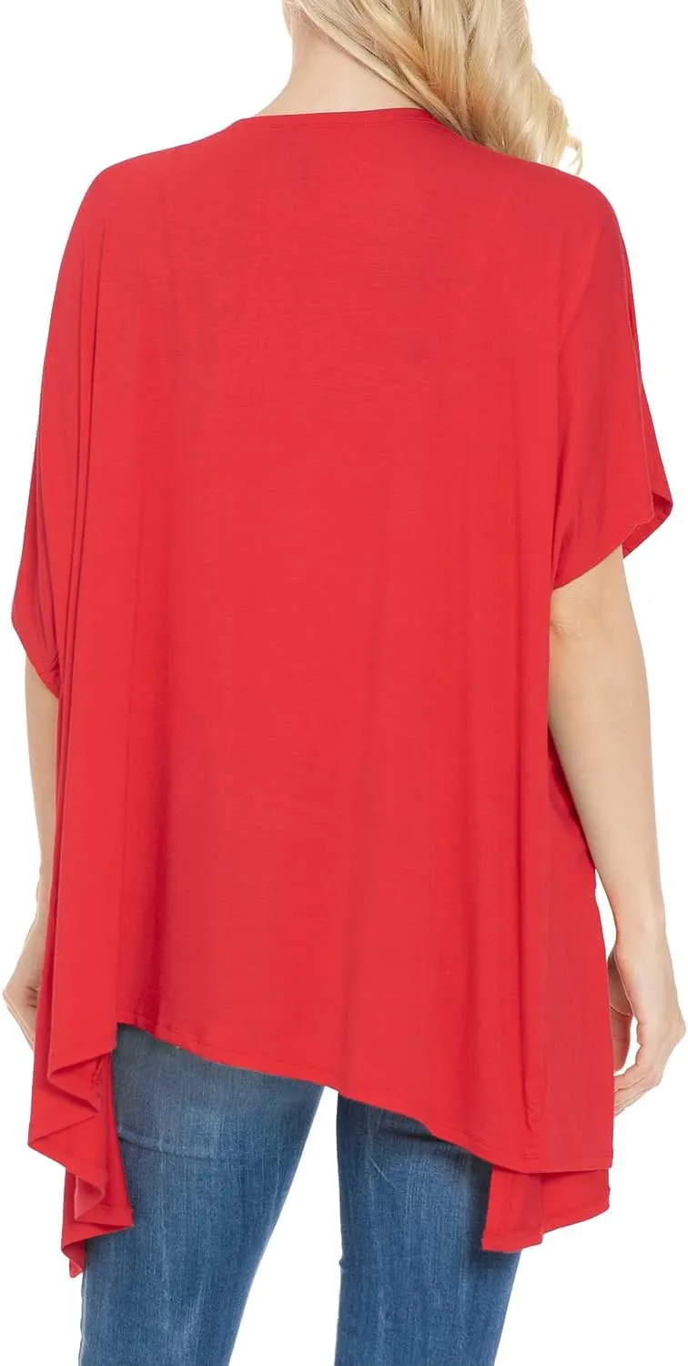 EIMIN Women's Kimono Style Short Sleeve Open Front Loose Fit Cardigan (S-3XL)