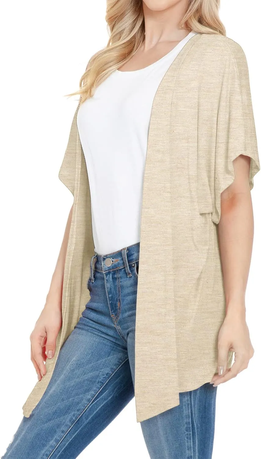 EIMIN Women's Kimono Style Short Sleeve Open Front Loose Fit Cardigan (S-3XL)