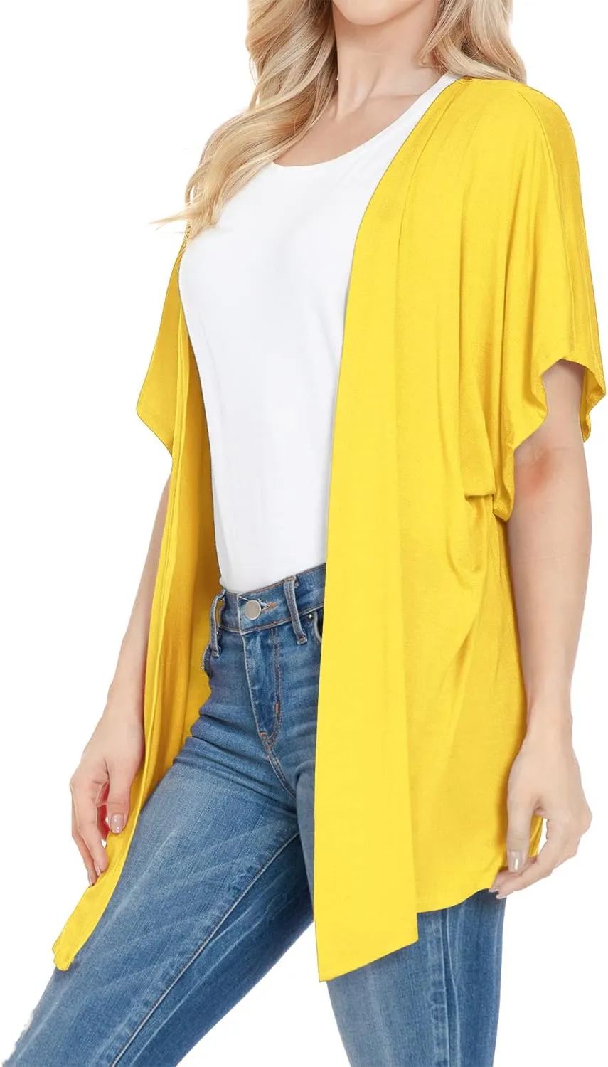 EIMIN Women's Kimono Style Short Sleeve Open Front Loose Fit Cardigan (S-3XL)