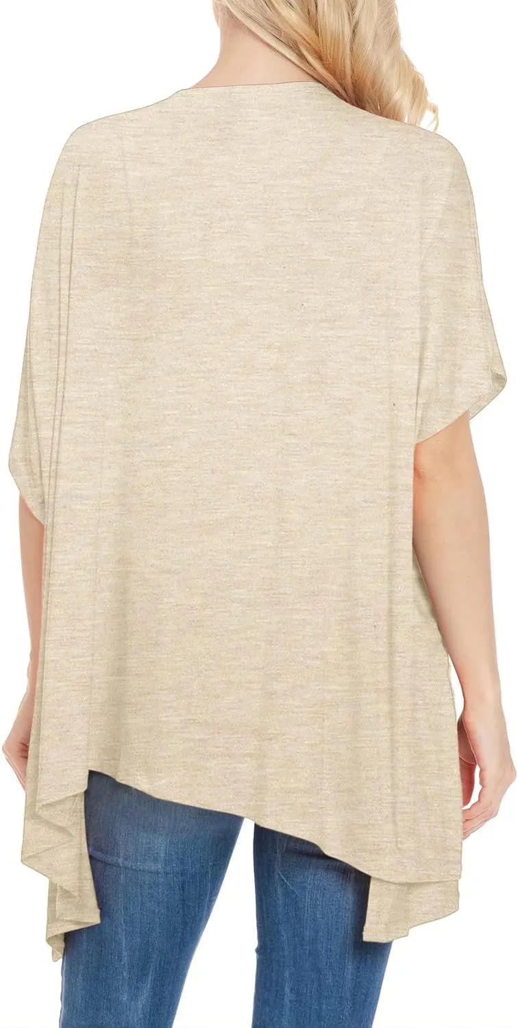 EIMIN Women's Kimono Style Short Sleeve Open Front Loose Fit Cardigan (S-3XL)