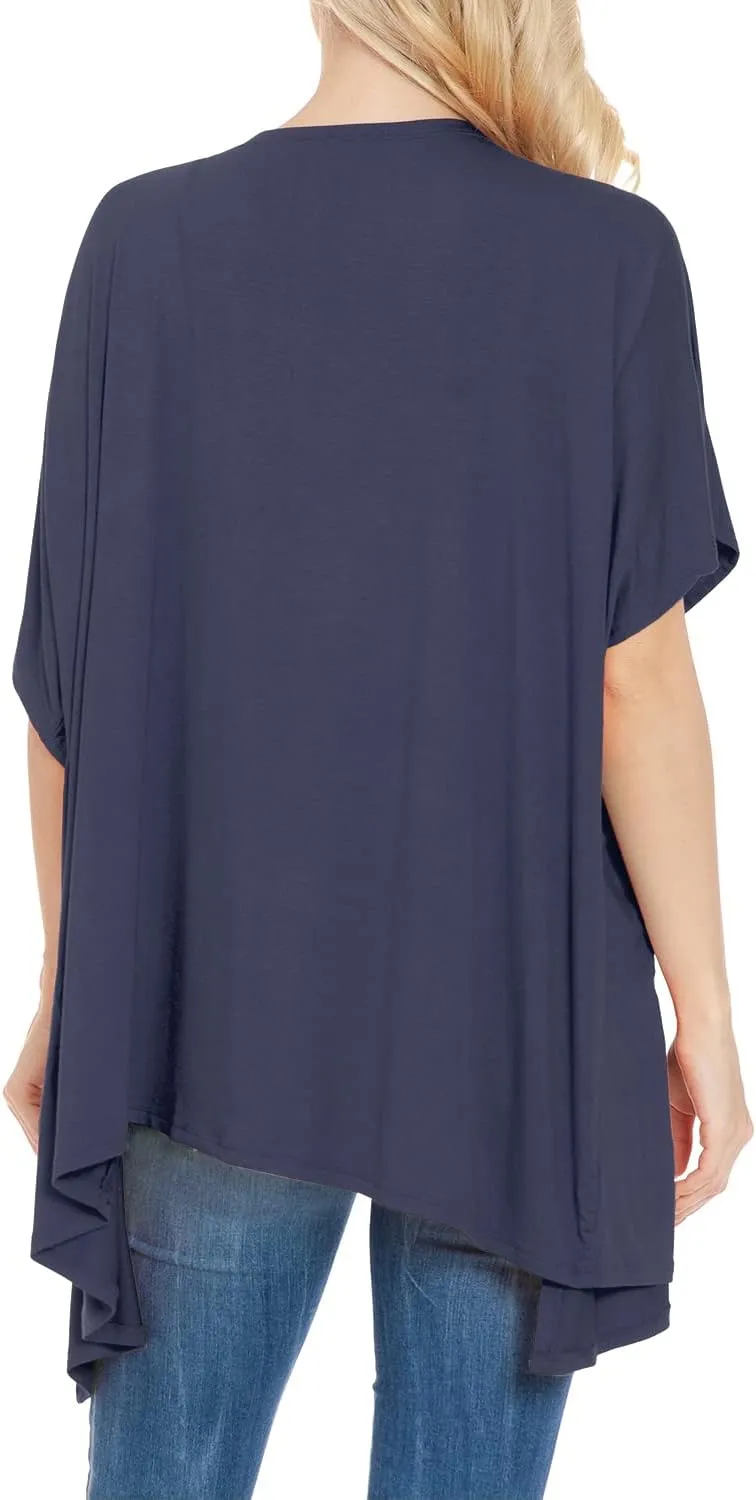 EIMIN Women's Kimono Style Short Sleeve Open Front Loose Fit Cardigan (S-3XL)