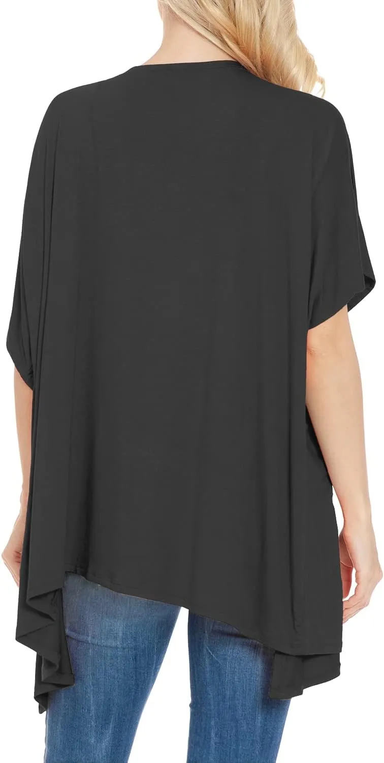 EIMIN Women's Kimono Style Short Sleeve Open Front Loose Fit Cardigan (S-3XL)