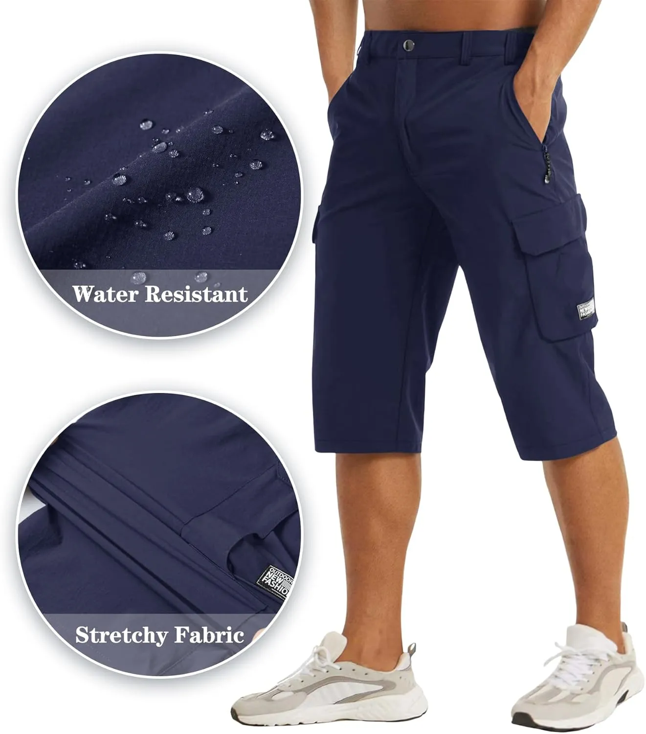 EKLENTSON Men's Workout Shorts Quick Dry Gym Hiking Shorts Zipper Pockets Lightweight Athletic 3/4 Capri Pants for Men