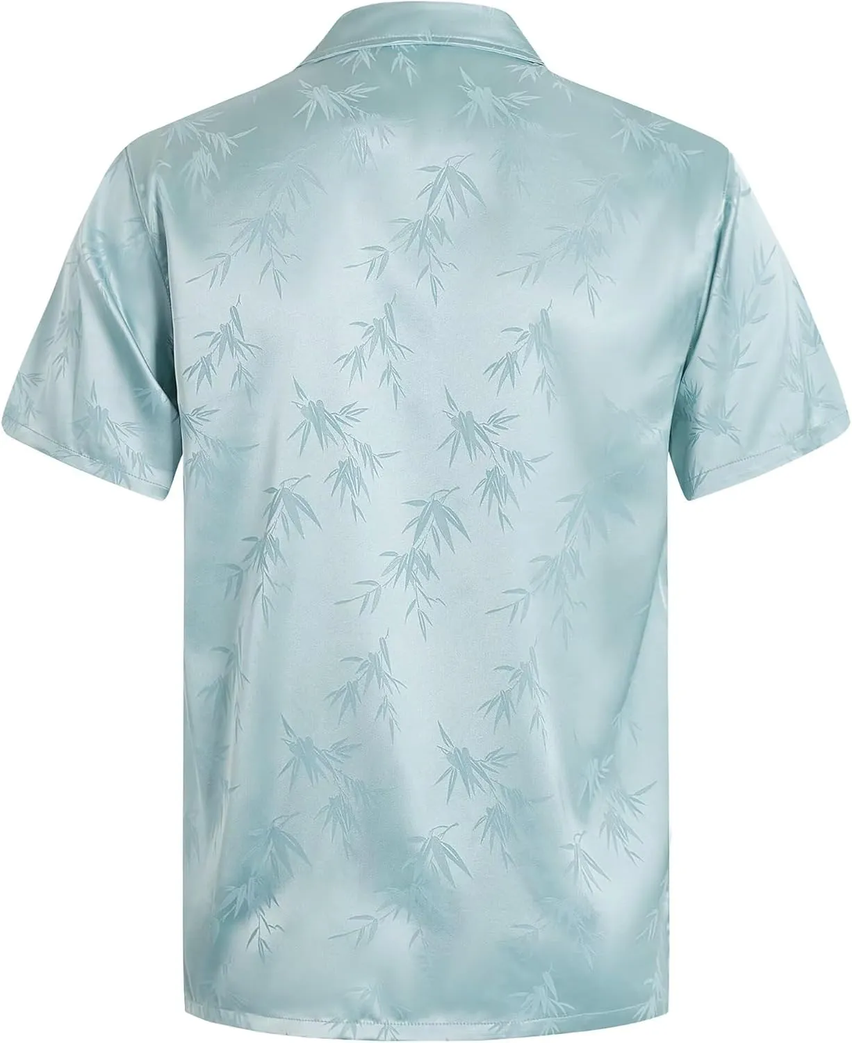 ELETOP Men's Hawaiian Shirts Summer Imitated Silk Jacquard Shirts Short Sleeve Casual Beach Shirts