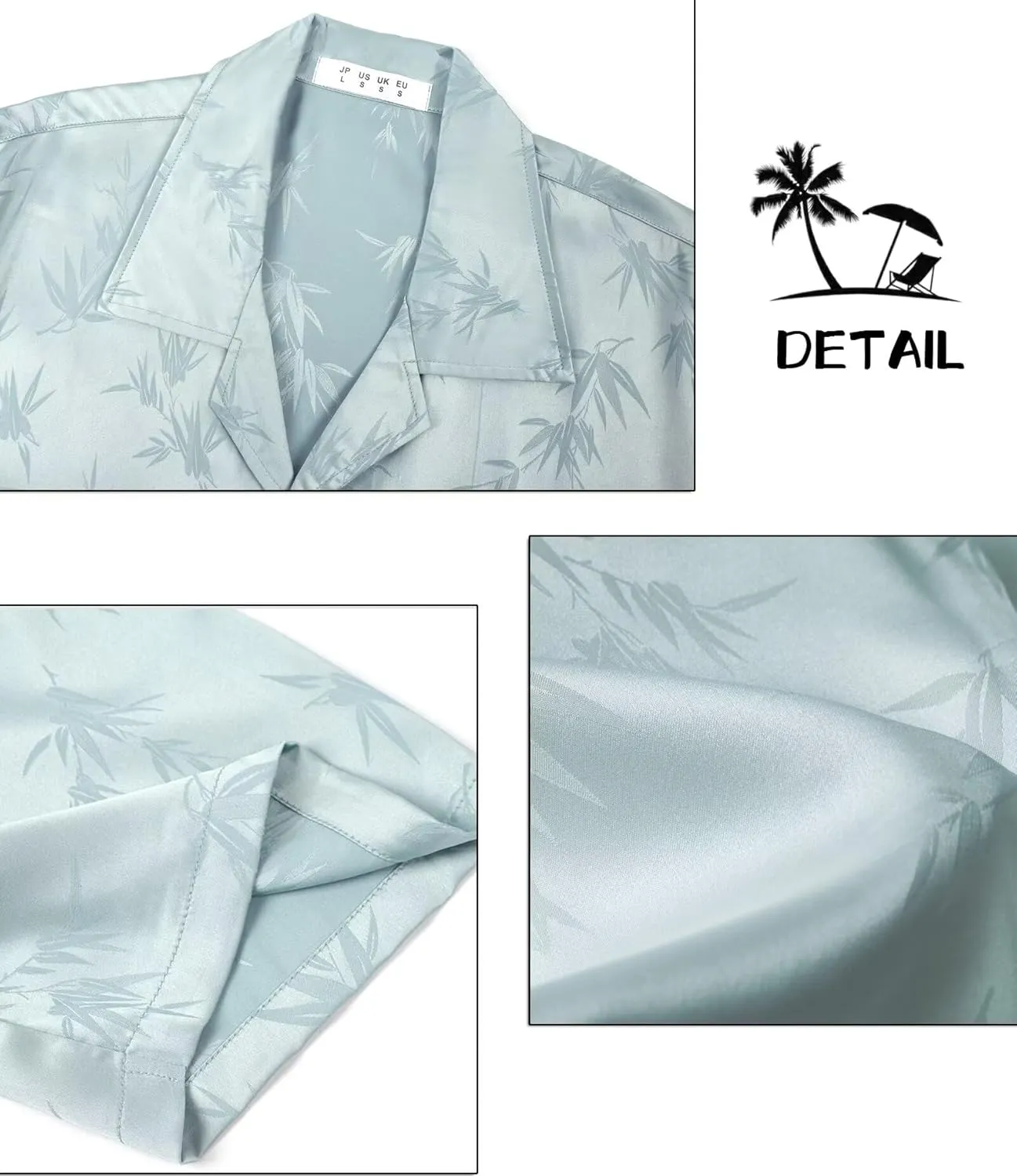 ELETOP Men's Hawaiian Shirts Summer Imitated Silk Jacquard Shirts Short Sleeve Casual Beach Shirts