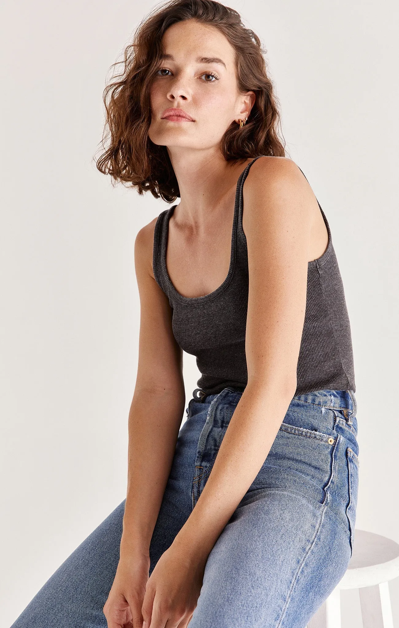 Ellen Rib Tank | Washed Black, Olive