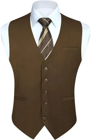 Enlision Men's Suit Vest Business Formal Dress Waistcoat Solid Color Vest for Suit or Tuxedo