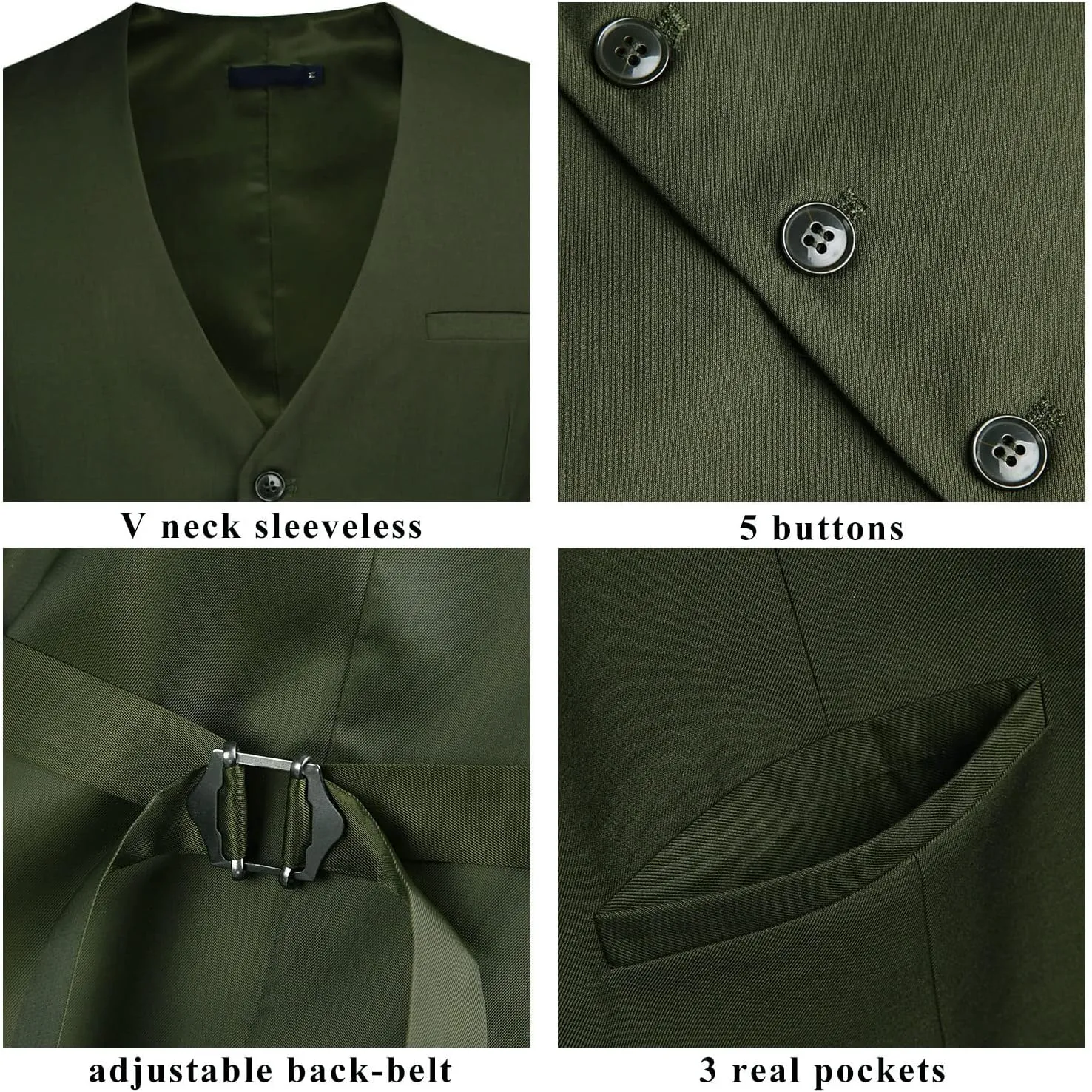 Enlision Men's Suit Vest Business Formal Dress Waistcoat Solid Color Vest for Suit or Tuxedo