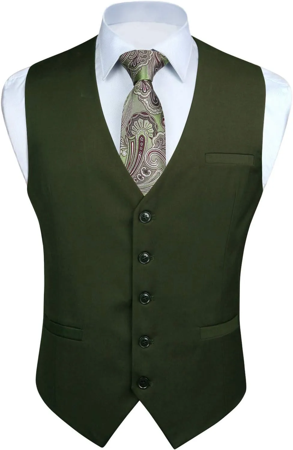 Enlision Men's Suit Vest Business Formal Dress Waistcoat Solid Color Vest for Suit or Tuxedo