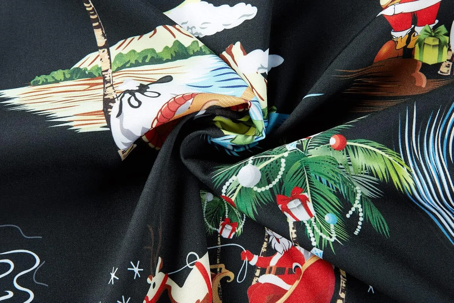 ENVMENST Christmas Button Up Shirt for Men Fun Printed Casual Short Sleeve Hawaiian Santa Shirt