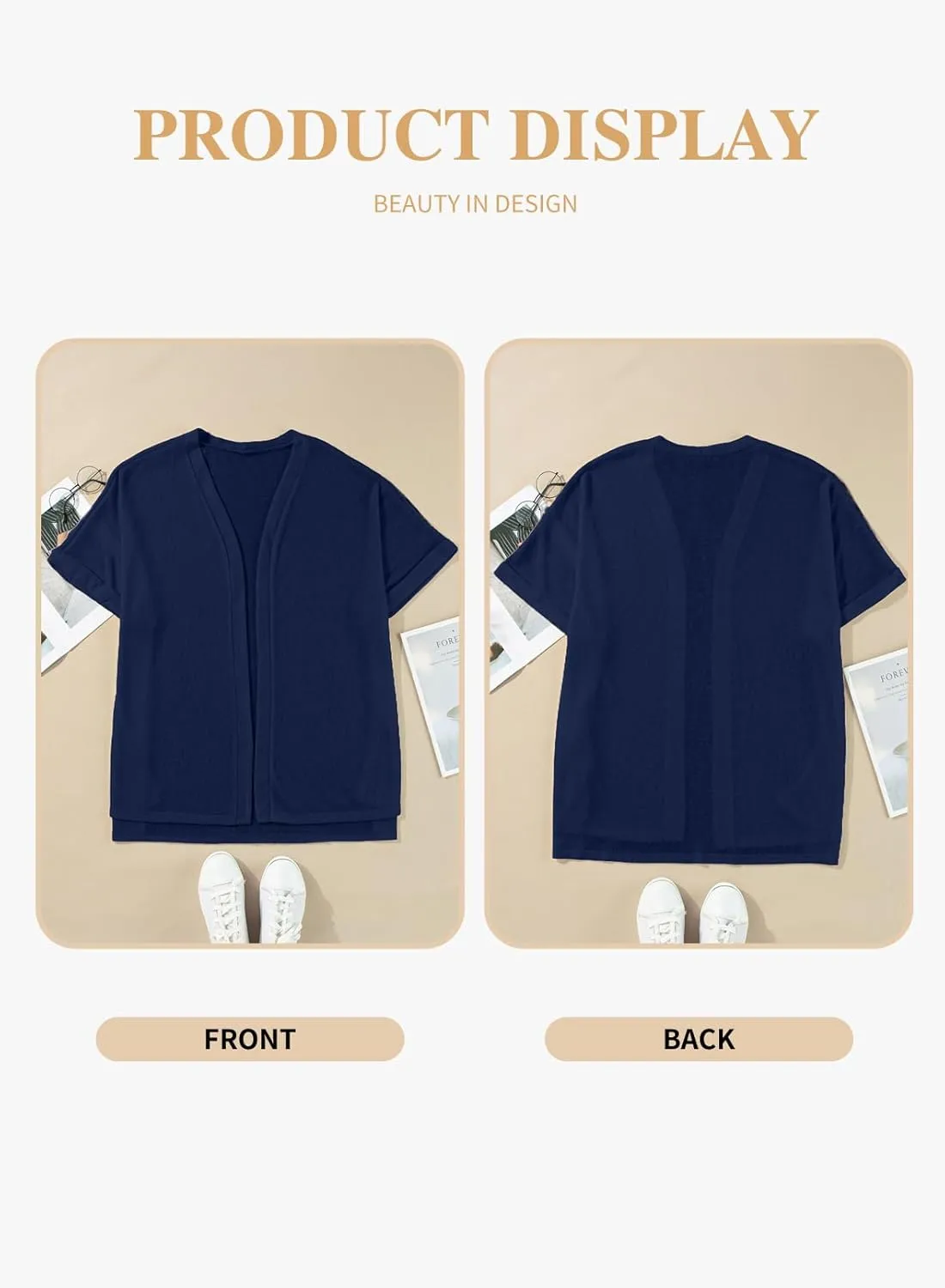 Eytino Womens Plus Size Cardigan Casual Short Sleeve Lightweight Kimono Open Front Coverup Tops(1X-5X)