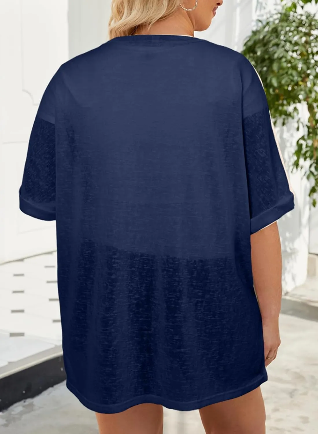 Eytino Womens Plus Size Cardigan Casual Short Sleeve Lightweight Kimono Open Front Coverup Tops(1X-5X)