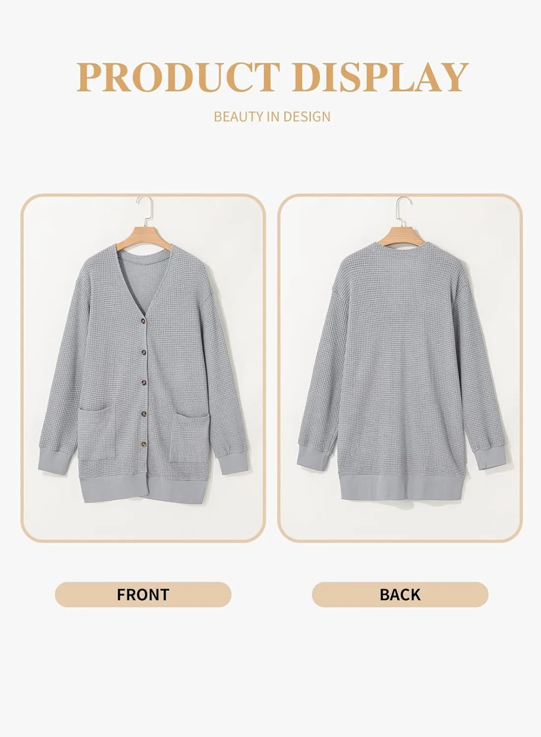 Eytino Womens Plus Size Cardigans Casual Long Sleeve Waffle Knit Front Button Tops(1X-5X)