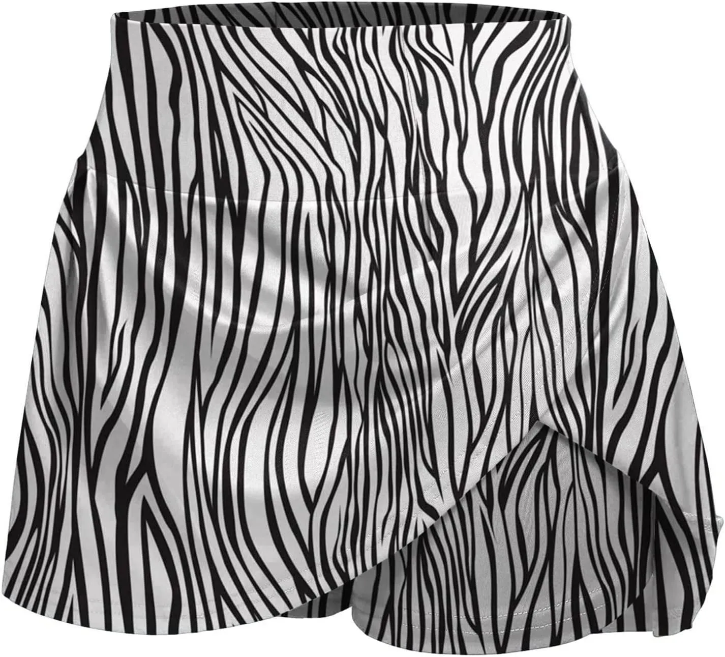 Fake Two Pieces Shorts for Women High Waisted Tummy Control Sports Yoga Short Casual Summer Ruffle Flowy Skirts Shorts