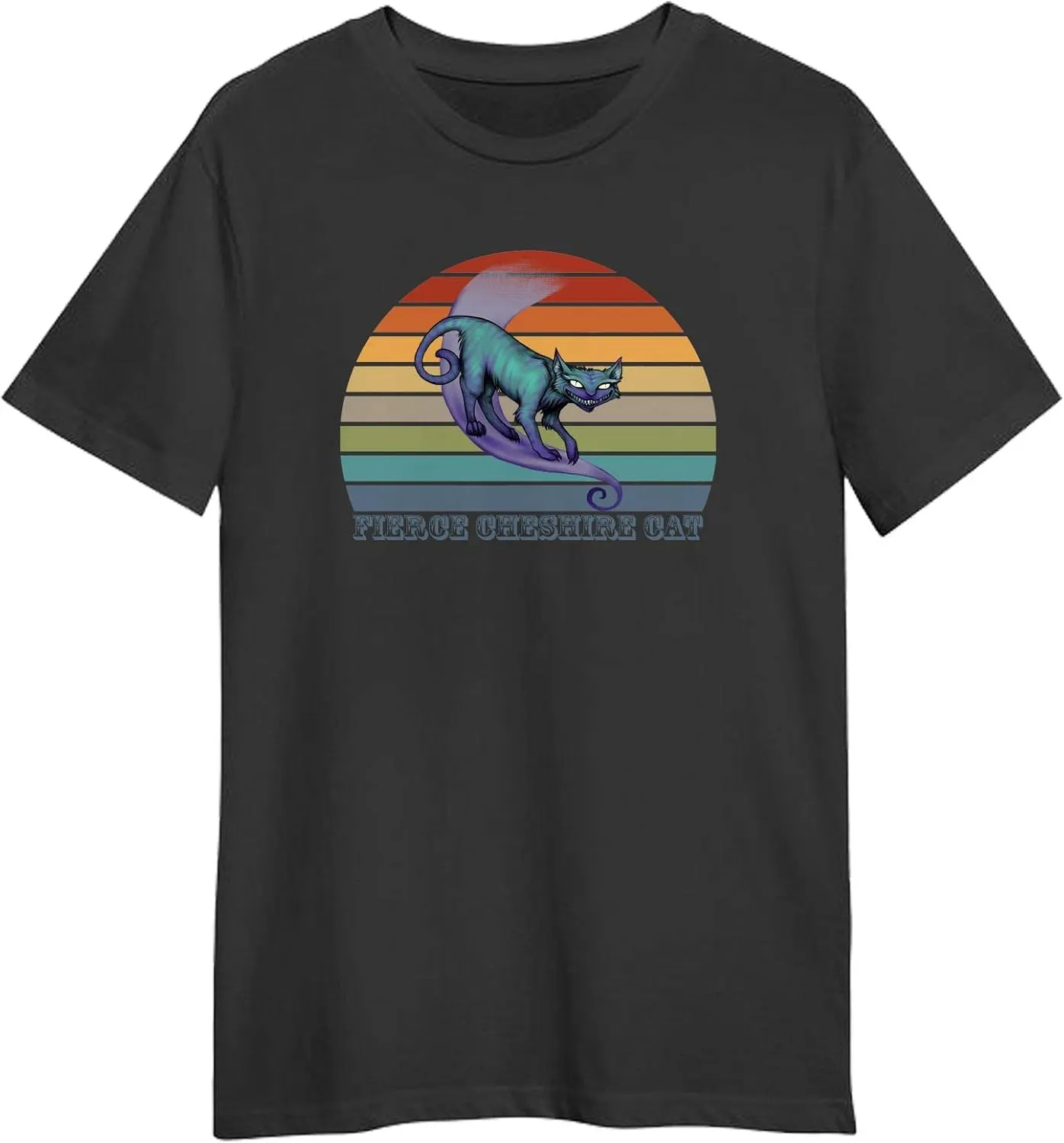 Fierce Cheshire Cat Retro Sunset T-Shirt, Gift for Fierce Cheshire Cat Retro Sunset T-Shirt, Funny Fierce Cheshire Cat Retro Sunset T-Shirt Black