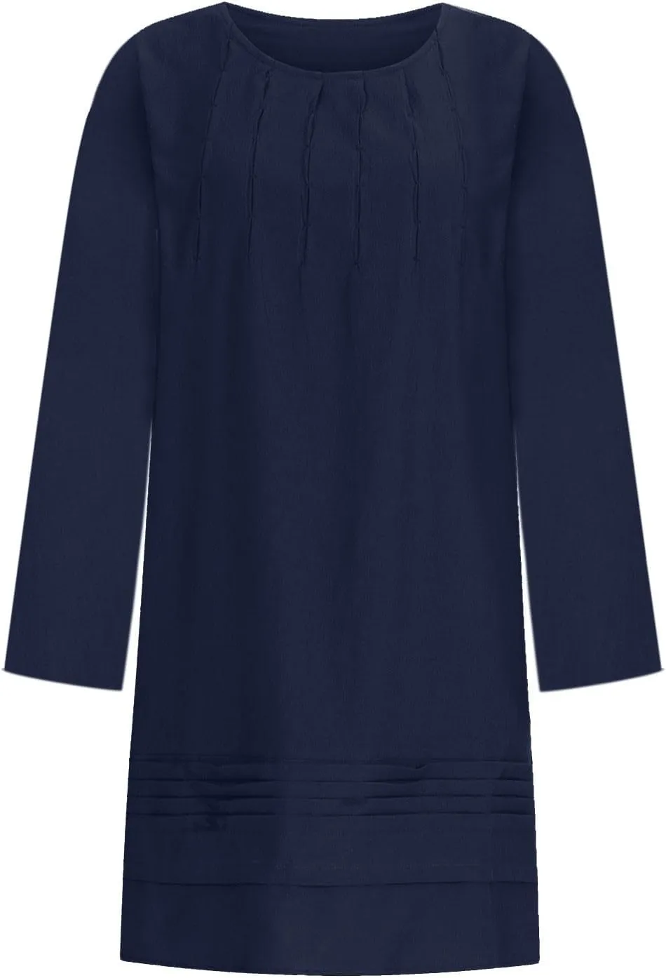 Finelylove Womens Summer Cotton Linen Dresses Short Flowy Beach Dress Long Sleeve Ruffled Shift Dress Casual Loose Sundress