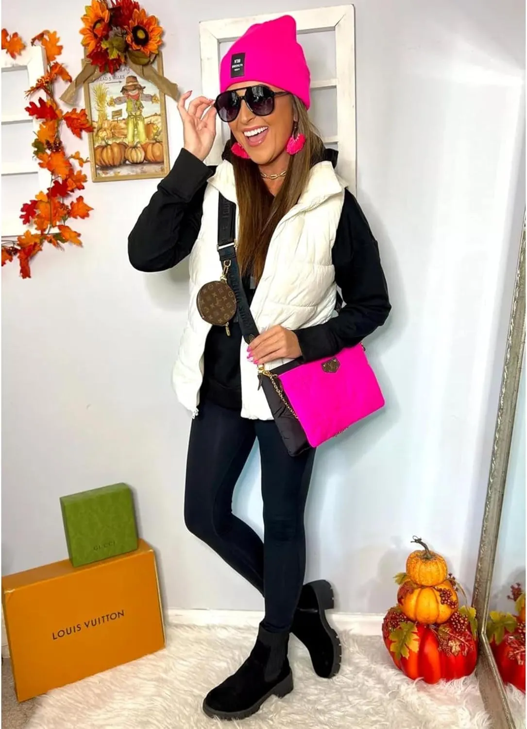 Fiona Jolin Puffer Vest Women Lightweight Winter Zip Up Stand Collar Sleeveless Puffy Jackets Padded Coats