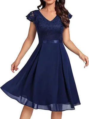 Firzero Formal Dresses for Women Vintage 50s Evening Party Dresses Sleeveless Floral Embroidery Mesh Lace Cocktail Dress