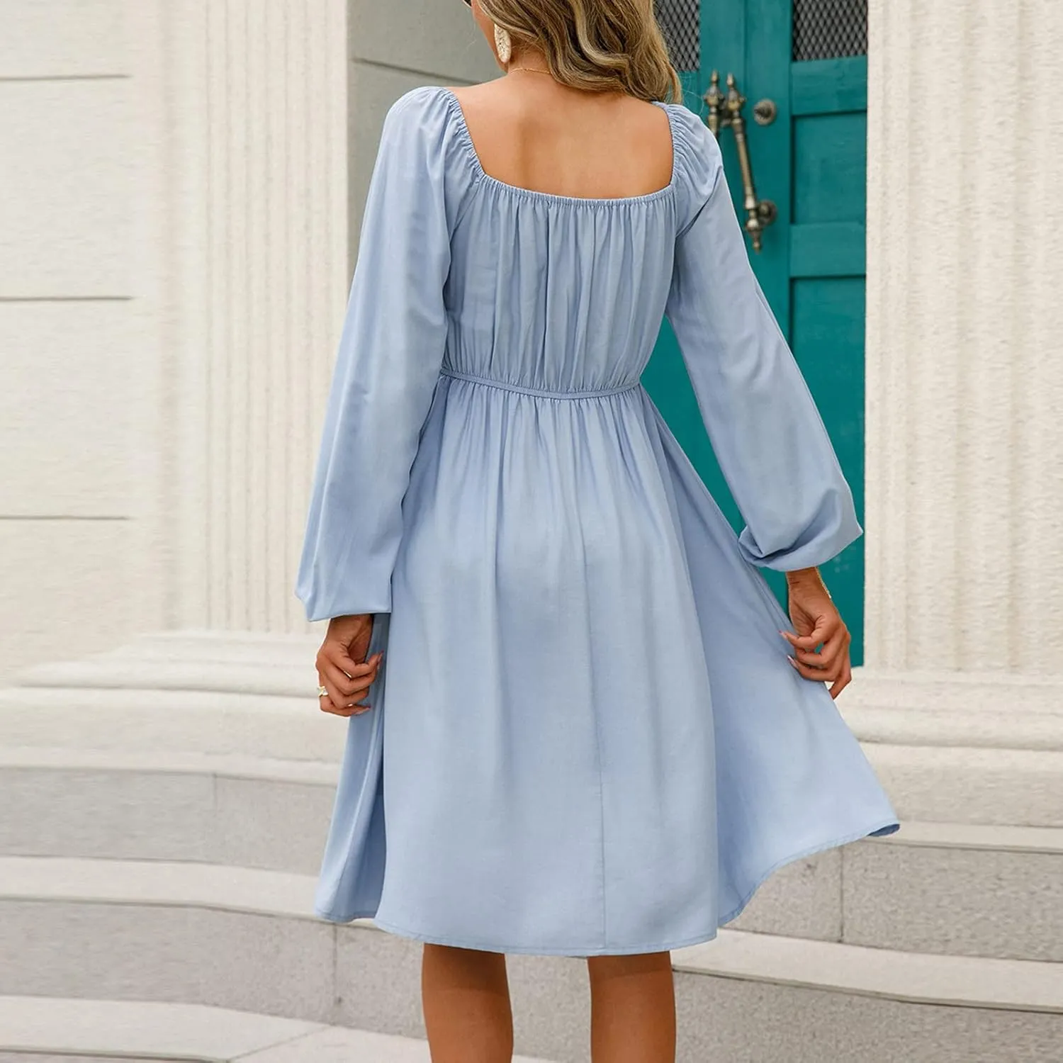 Firzero Women's Off Shoulder Summer Mini Dress Short Puffy Sleeve High Waist Casual Beach Dresses Vacation Flowy Ruffle Dress