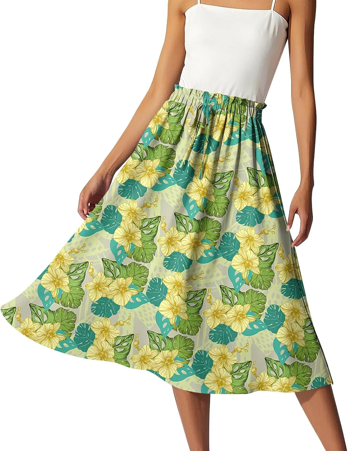 Floral Maxi Skirt for Women High Waist A-Line Bohemian Long Skirt Summer Style